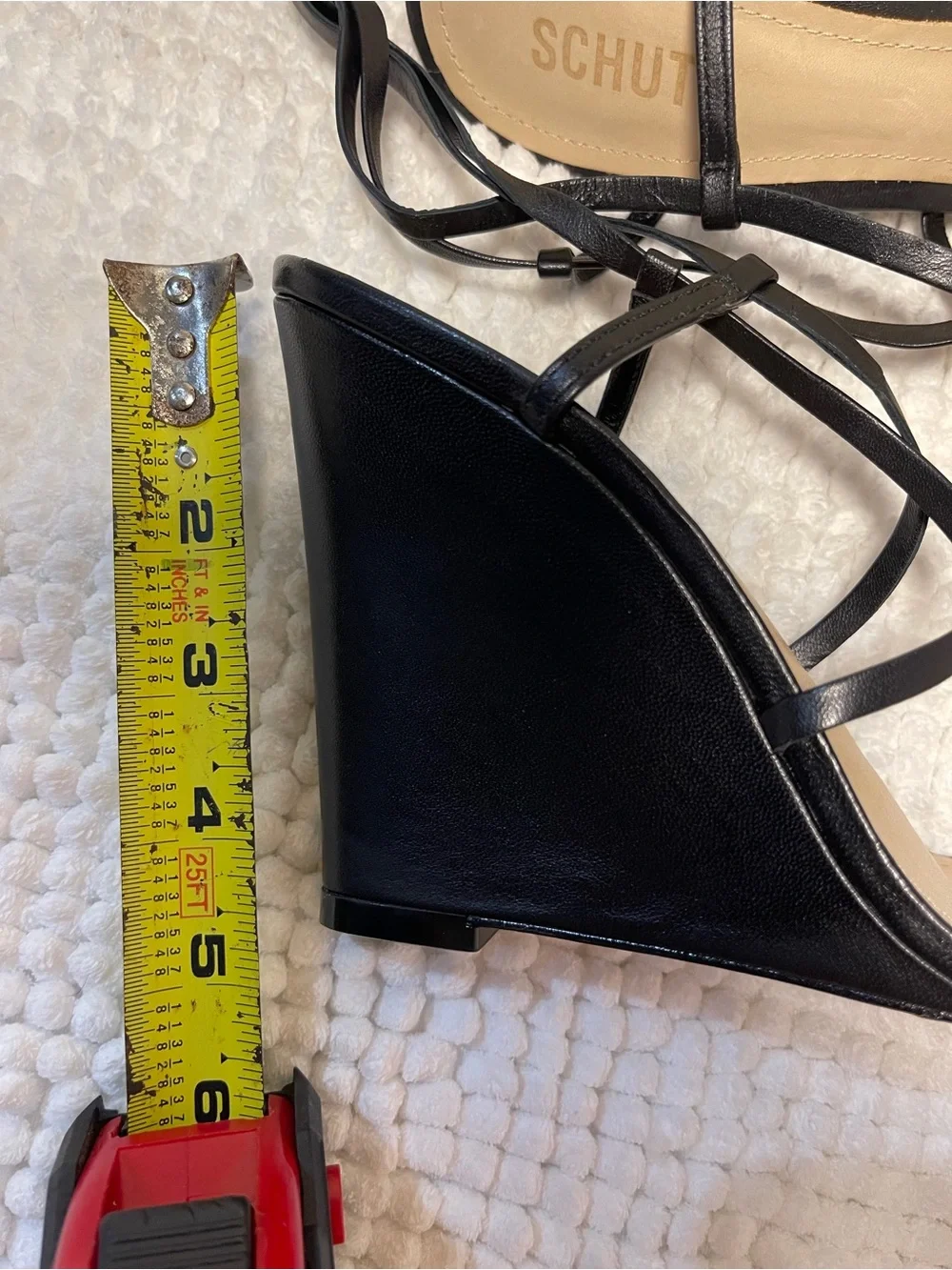 SCHUTZ Black Strappy Lace-Up Wedge Sandals